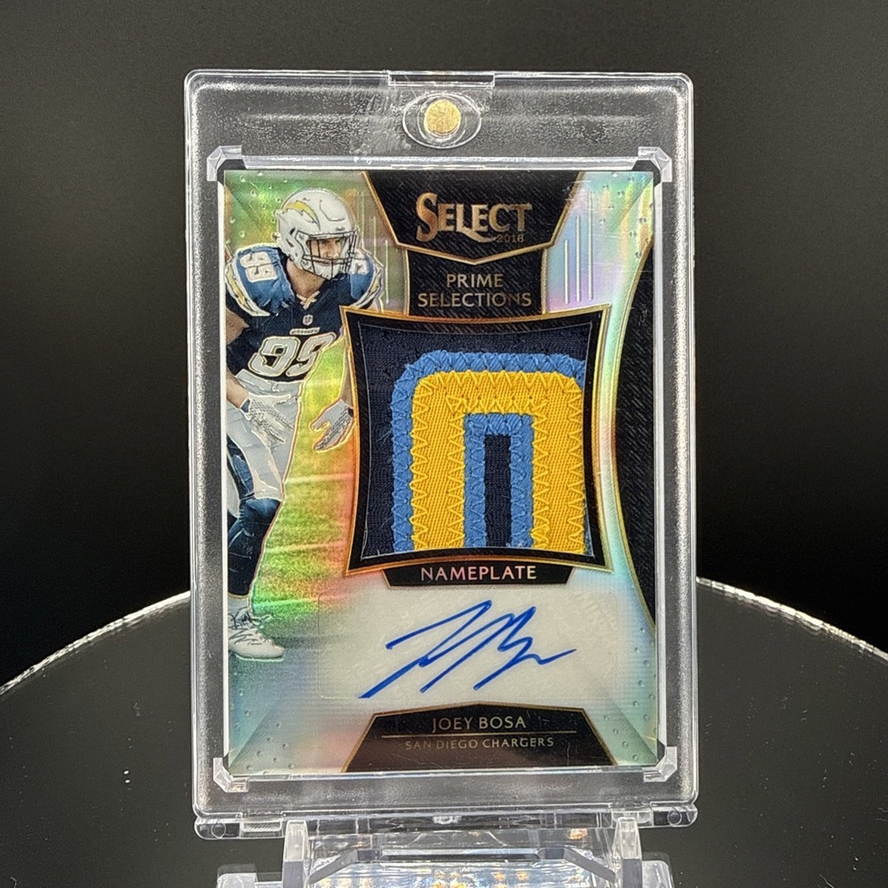 2016 Select Joey Bosa RC Prime Selections Nameplate Patch Auto 15/49 Chargers